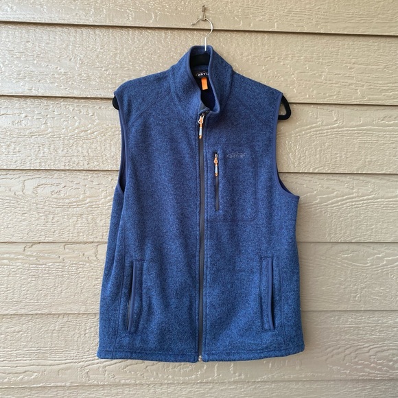 Orvis Vest Men Medium Blue Classic Fleece Full Zip Fly Fishing Zip Golf Pocket - Picture 1 of 11